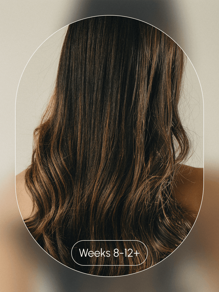 Weeks 8–12+: fuller-looking hair